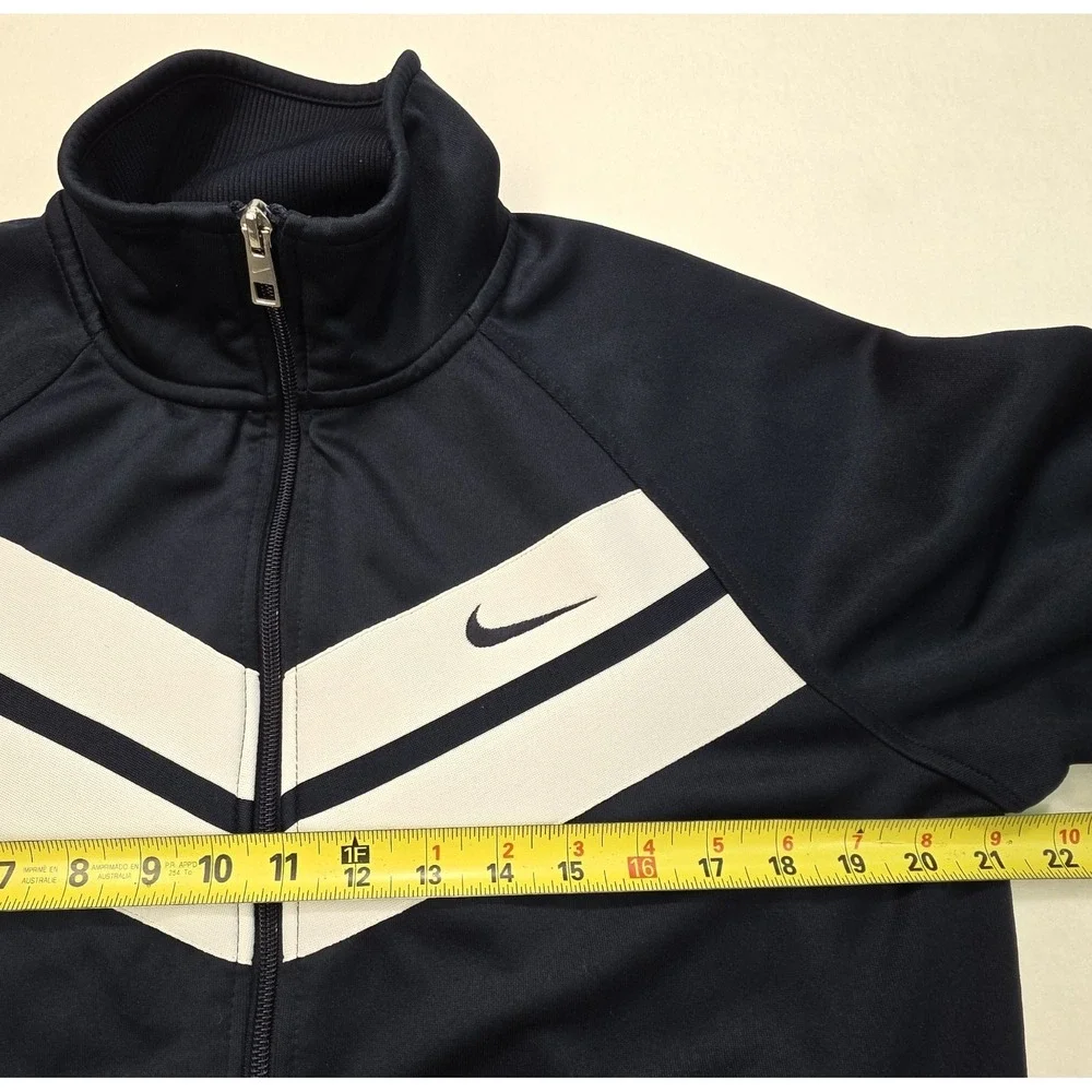 Nike Jacket Mens‎ M Blue White Track Pockets Full Zip Long Sleeve Mid Weight